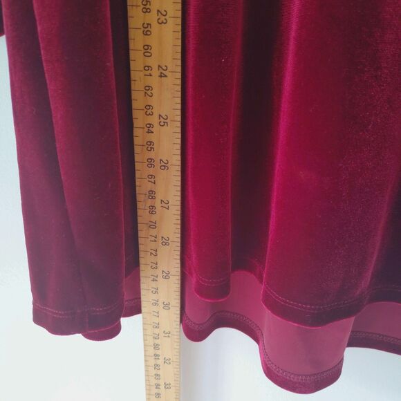 Rafella Red Wine Velvet & Black Lace Peasant Blouse 1X Goth Romantic Boho Top - Picture 7 of 7